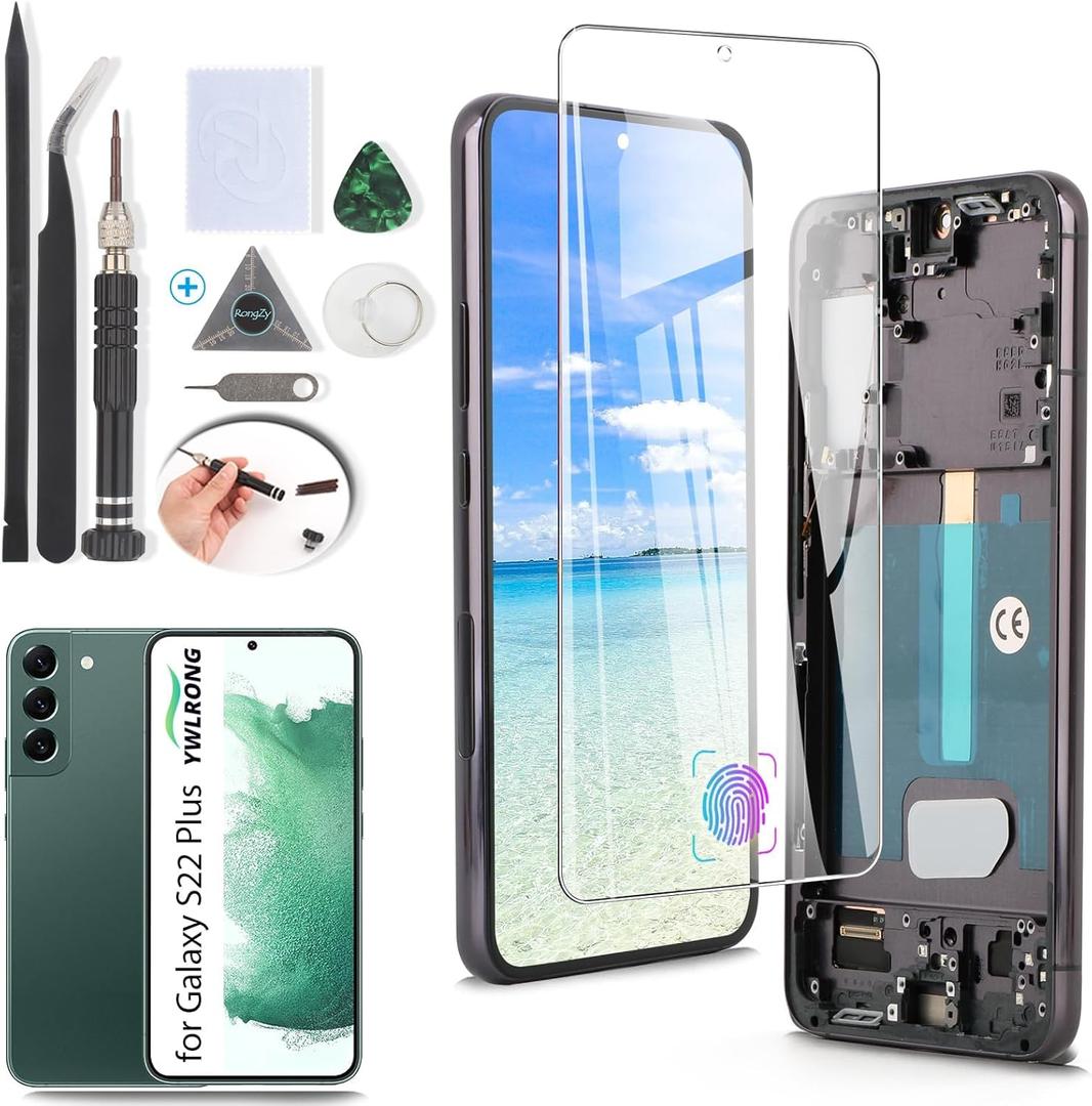 OLED Display for Samsung Galaxy S22 Plus Screen Replacement LCD Touch Screen Digitizer Assembly for Samsung S22 + S906U with Tools(Support Fingerprint)