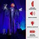 Haunted Hill Farm 6.7-Ft. Pumpkin Scarecrow Animatronic Battery Operated, Large