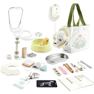 Wooden Doctor Kit for Kids Toddlers, Vet Play Set, Pretend Play Veterinarian Set, Doctor Toys Gift for Boys Girls 3 4 5 6