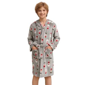 rrhss Boys Fleece Robe Kids Casual Printed Plush Hooded Bathrobe Winter Warm Soft Fuzzy Sleepwear