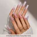 BTArtboxnails XCOATTIPS Bare 5-Shades Nude Press on Nails - 4-Week Wear Extra Long Square Press on Nails, Easy to Apply, Soak Off, Salon Quality Value at Home, 16 Sizes - 160 Fake Nails