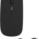 Wire Less 2.4G Ergonomic Dual Mode LED Breathing Light 500mAh Rechargeable Battery Adjustable DPI Office (Black)