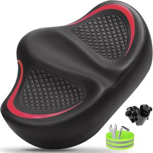 CDYWD New Noseless Bike Seat for Men Women Comfort, Extra Wide Soft Padded Bicycle Seat, Large Comfortable Bike Saddle for Peloton, Stationary Exercise Bike, Ebike, Scooter, Beach Cruiser, City Bike