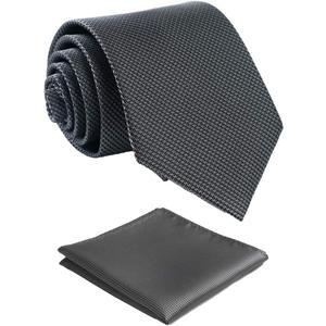 Mens Solid Color Tie,Handmade Neckties With Multiple Colors+Gift Box (Gray Tie+pocket Square)