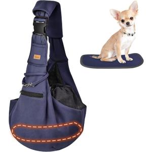 CUBY Dog and Cat Sling Carrier - Hands Free Reversible Pet Papoose Bag - Soft Pouch and Tote Design - Suitable for Puppy, Small Dogs Cats Outdoor (Blue Senior, Adjust Strap 2.0)