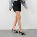 Womens Kitten Heels Square Closed Toe Stiletto Mule Heels Slip on Sandals Comfort Dress Party Pumps (8)