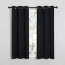 NICETOWN Blackout Draperies Window Curtain Panels, Autumn/Winter Thermal Insulated Solid Grommet Blackout Curtains/Drapes for Cafe (Set of 2, 34 inches by 54 inches, Black)