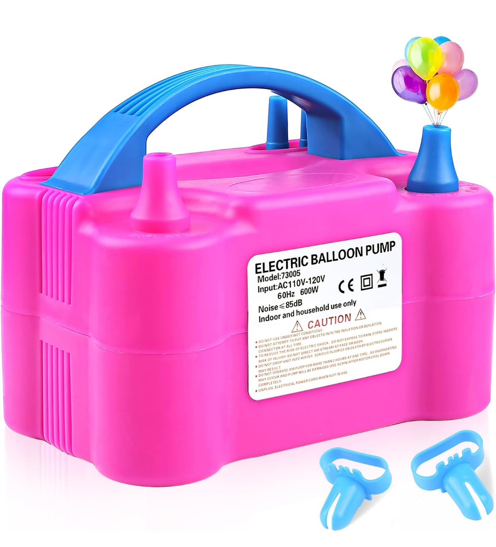 Balloon Pump Electric,110V 600W Balloon Blower Inflator Dual Nozzle Air Pump Balloons Inflator for Decoration, Party, Sport,Gifts:2 Balloon Tying Tools