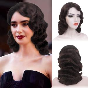 Brown 20s Wig for Women Finger Wave Party Synthetic Full Vintage Wigs for Womens Lady Cosplay Costume Fancy Dress 1920s Flapper Wig