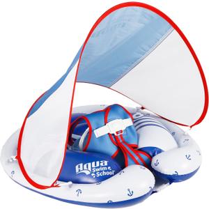 SwimSchool Freestyle Swimmer Baby Pool Float with Multi-Position, Adjustable Safety Seat, Free Swimming, Dual Air Chambers Safe, Red-White-Blue Nautical SwimSchool Freestyle Swimmer Baby Pool Float with Multi-Position, Adjustable Safety Seat, Free Swimming, Dual Air Chambers Safe, Red-White-Blue Nautical