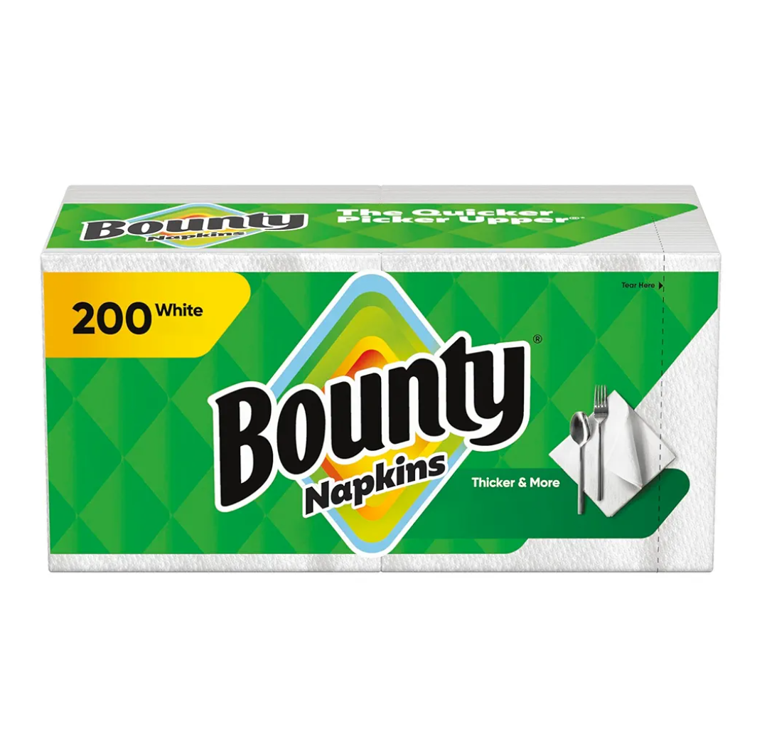 Bounty Paper Napkins, White, 200 Count, Packaging may vary