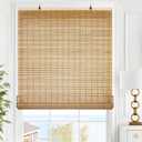 LazBlinds Cordless Bamboo Blinds, Roll Up Shades for Windows, Light Filtering Hanging Window Patio Indoor/Outdoor Porch - Blinds Size: 22 1/5'' W x 72'' H, Squirrel (BAM-KKJL-01)