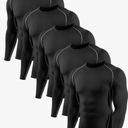 5Pack Men's Compression Shirts Long Sleeve Rash Guard Workout Undershirt Base Layer Athletic Shirt