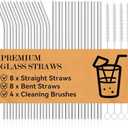 Foogwee® 20 Packs Reusable Glass Straws Set, 8.5'' x 10mm Clear Drinking Straws for Smoothies, Shakes, Coffee, Juice, Sodas, Milk, Tea, Cocktails, Set of 8 Straight and 8 Bent with 4 Cleaning Brushes