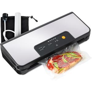 Greater Goods Vacuum Sealer  Powerful, Compact, with 4-in-1 Functions, Built-in Cutter, and Vacuum Seal Bags, Ideal for Sous Vide and Food Storage (Onyx Black)