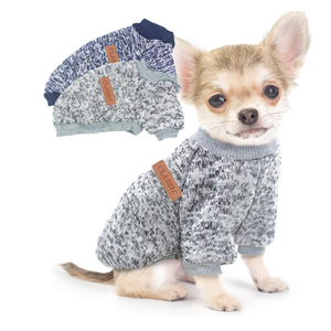 2 Pieces Dog Sweaters for Small Dogs Fall Dog Clothes Male Winter Fleece Pet Sweaters Warm Thick Puppy Outfit Small Dog Sweater for Boy Girl Dogs Teacup Dog, Yorkie, Chihuahua, Pug, XXS, Grey Navy