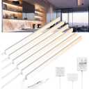 V4light 12'' Aluminum Under Cabinet LED Lights, 6-Pack Ultra-Slim Bars, Plug-in & Wired Touch Dimmer, Adjustable 2700K-6500K Color Temp, Seamless Linkable, Easy Install for Kitchen/Closet/Shelf