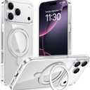 Temdan Designed for iPhone 17 Pro Max Case,[with 360° Rotatable Invisible Magnetic O-Ring Stand][Military Grade Shockproof][Compatible with MagSafe] Anti-Slip Phone Case 6.9" 2025-Clear