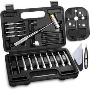 BESTNULE Punch Set, Pin Punches, Punch Tool, Roll Pin Punch Set, Made of High Quality Metal Material Including Punches and Hammer, Mechanical Repair Tool, with Organizer Storage Box (with Bench Block)