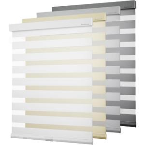 Cordless Zebra Blinds for Windows (22" W x 72" H,White) Dual Layer Fabric Roller Shades, Custom, Sheer Shades Ideal for Home,Sliding Glass Door and Office