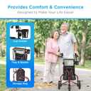 NOVA Traveler Folding 3-Wheel Walker with Tray, Basket, Pouch & Cup Holder, Lightweight Mobility Aid for Seniors & Adults, 8 All-Terrain Wheels for Tight Spaces & Travel, Red