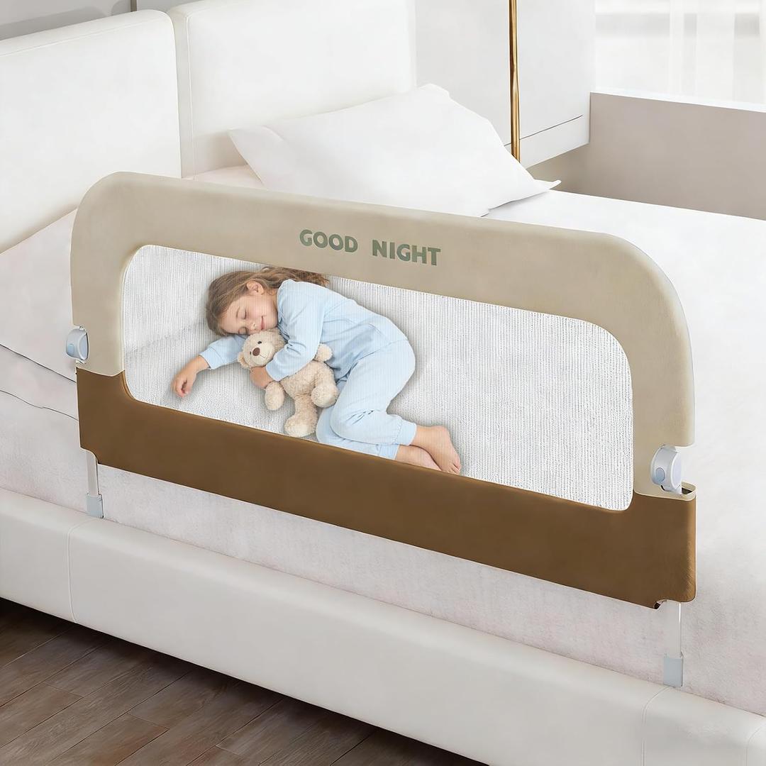 Toddler Bed Rail- 32" Adjustable Heights & Folding up Portable Bed Railing for Baby - Toddler Bed Rails Guard for Crib, Twin, Bunk,Full Size, Queen & King Bed