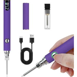 Rechargeable Thread Burner kitKnitting & Beading Thread Burning ToolFor Leather Craft,Sewing,Weaving And Stringing, Beading,Wooden Board Hot Stamping,Molten Wax Carving. (Purple)