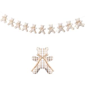 Moukeren We Can Bearly Wait Felt Banner Baby Shower Decorations Brown Gingham Teddy Bear Garland 3D Filling Cotton Boho Bear Theme Birthday Gender Reveal Wedding Birthday Party Decor