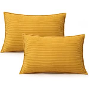 Corduroy Throw Pillow Covers 20x12 Set of 2  Boho Decorative Pillow Covers for Couch, Sofa, Bed  Soft Rectangle Cushion Covers for Living Room Decor (No Insert) Butter Yellow