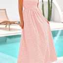 PRETTYGARDEN Women's 2026 Summer Spaghetti Strap Maxi Dresses Plaid Square Neck A Line Casual Beach Vacation Long Sundress (Pink, S)