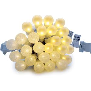 Warm White Christmas Lights Outdoor Pearlized and Berry G15 50 LED 13.5ft Plug in Mini Globe String Lights Whire Wire Waterproof Extendable for Indoor Patio Xmas Thanksgiving Tree Decoration Wedding