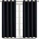 BGment Blackout Curtains for Living Room - Grommet Thermal Insulated Room Darkening Curtains for Bedroom, Set of 2 Panels (52 x 45 Inch, Black)