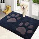 PURRUGS Dirt Trapping Door Mat 20" x 31.5", Non-Skid/Slip Machine Washable Microfiber Entryway Rug, Dog Doormat, Super Absorbent Welcome Mat for Muddy Wet Shoes and Paws, Navy Blue