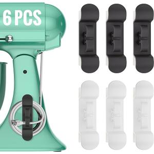 6PCS Cord Organizer for Appliances, Upgraded Kitchen Appliance Cord Wrap, Cord Holder Stick on Pressure Cooker, Coffee Maker, Air Fryer and Blender(3 Black + 3 White)