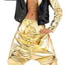 Morph Mc Hammer Costume - Mens 80s & 90s Rapper & Disco Pants Costume, Gold Mc Hammer Pants (Medium)