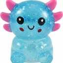Glitter Axolotls Squishies Toy, Stretchy Axolotls Stress Ball, Fidget Toy for Anxiety Relief and Sensory Play, Pocket Size Squeeze Toys Gift for Kids Teens Adults(Blue)