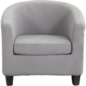 Club Chair Slipcover 2 Piece Jacquard Tub Chair Slipcover Soft Stretch Round Barrel Chair Covers Armchair Covers Furniture Protector for Living Room Hotel Counter Cafe, Light Grey