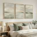 Large Framed Sage Green Abstract Landscape Wall Art for Living Room, 3 Piece Modern Canvas Prints Paintings Artwork for Walls, Oversized Pictures for Hallway Dining Bedroom Office Wall Decor 24x36 In