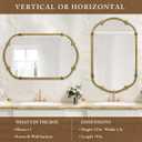 Gold Oval Wall Mirror, 19"x32" Metal Beaded Frame Decorative Mirror, Cute Flower Bird Pattern Vintage Scalloped Hanging Vanity Mirror for Bathroom, Living Room, Bedroom, Entryway
