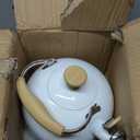 Tea Kettle, 304 Stainless Steel Whistling Tea Kettle,2.5 Quart/2.4L Stovetop Tea pot for Induction & Gas Stove with Ergonomic Folding Handle, Loud Whistle for Tea, Coffee, Milk - Milk White