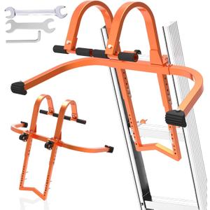 2 in 1 Ladder Stabilizer & Ladder Hook for Roof Ridge, Heavy Duty Ladder Roof Hooks with Rubber Grip T-Bar, Secure and Stable Ladder Standoff Arms for Roof Gutter with Anti-Slip Rubber Feet