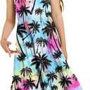 Girls Dress Hawaiian Spaghetti Straps Sundress Size 6-7 (M)