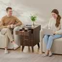 13" W Fluted Narrow End Table with 3 Drawers(Dark Walnut), 23.6"D x 13.4"W x 23.6"H