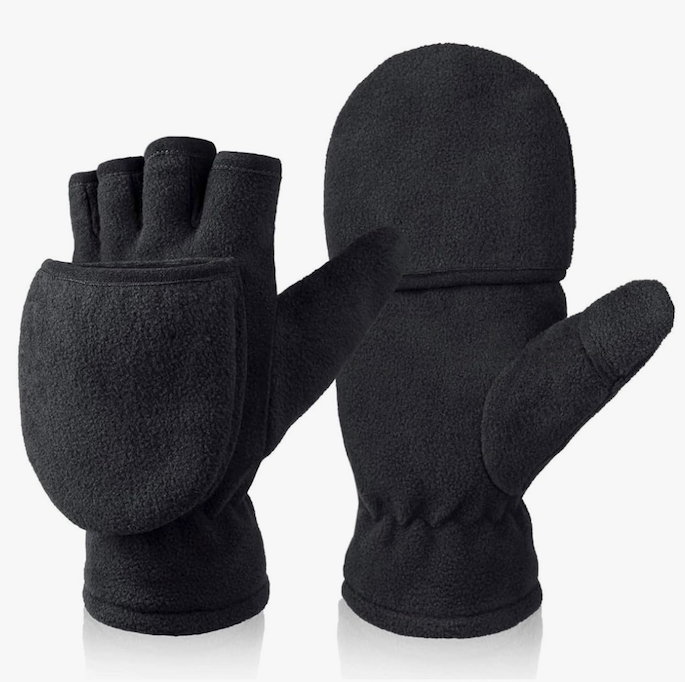 Winter Convertible Gloves Flip Top Mittens Warm Polar Fleece for Winter Running Texting Photographing for Men Women