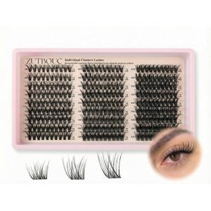 2 x Lash Clusters 300PCS D-roll Natural Lashes Clusters 40D/50D/60D Wispy Lash Cluster 12-14-16-18mm Lashes Cluster Reusable Eyelash Cluster Suitable for DIY Clusters Eyelash Extensions