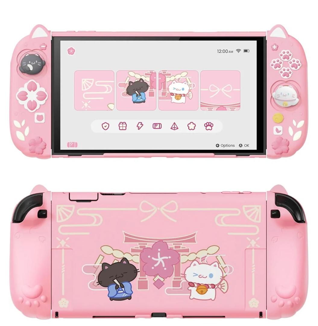 playvital Cherry Blossoms Kitten Protective Case for Nintendo Switch 2 with Stand | Cute Cat Ear & Paw Silicone Grips, Dockable Hard Shell, 2 Joystick Caps | Full-Body Protection Cover, Pink
4.7
4.7 out of 5 stars
(73)