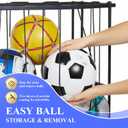 Large Garage Ball Storage Rack with WheelsRolling Sports Equipment Organizer Freestanding Ball Holder for Basketball Soccer Volleyball FootballSports Ball Storage for Garage Gym School Home