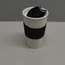 Ceramic Travel Mug, 12oz Unique To Go Coffee Mugs with Splash Resistant Lid and Color Box, Reusable Double Wall Black Mug Porcelain Coffee Cup, Gifts for Women Men Her Him, Black