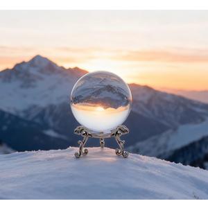 2.4 Inch Clear Crystal Ball with Stand, Crystal Sphere, Handcrafted Photography Prop, Elegant Witchy Home Decor & Ornamental Gift