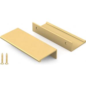 Peaha 10 Pack Kitchen Cabinet Handles 3 inch Matte Gold Pulls for Dresser Drawers Brushed Brass Door Edge Finger Pull Hardware (Hole Centers:3in(76mm))